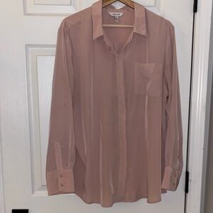 Nine West Drapy Blush Pink Button-Up Blouse - XXL